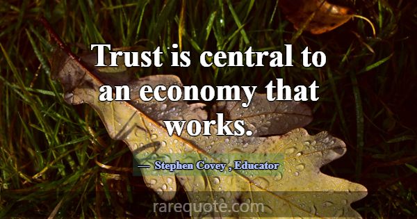 Trust is central to an economy that works.... -Stephen Covey