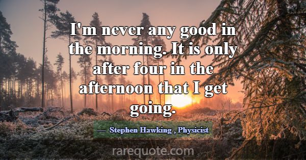 I'm never any good in the morning. It is only afte... -Stephen Hawking