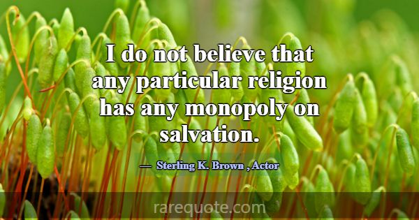 I do not believe that any particular religion has ... -Sterling K. Brown