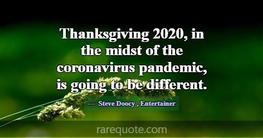 Thanksgiving 2020, in the midst of the coronavirus... -Steve Doocy