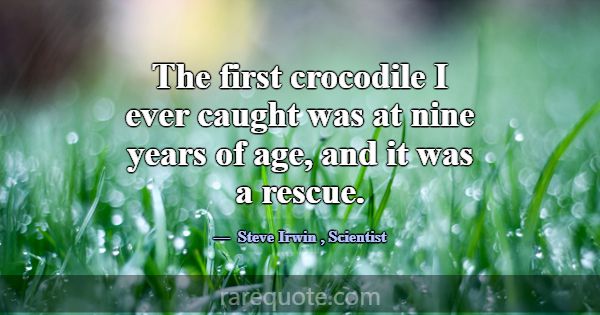 The first crocodile I ever caught was at nine year... -Steve Irwin