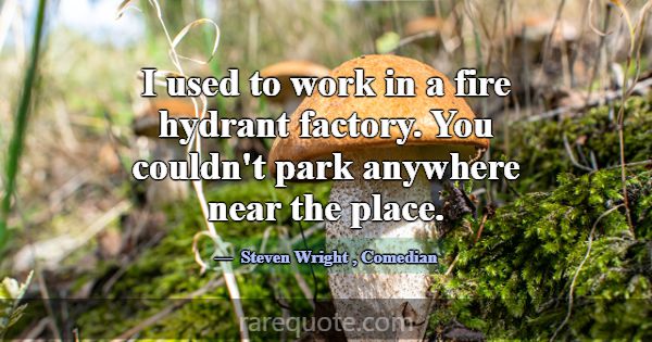 I used to work in a fire hydrant factory. You coul... -Steven Wright
