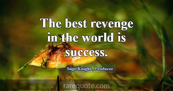 The best revenge in the world is success.... -Suge Knight