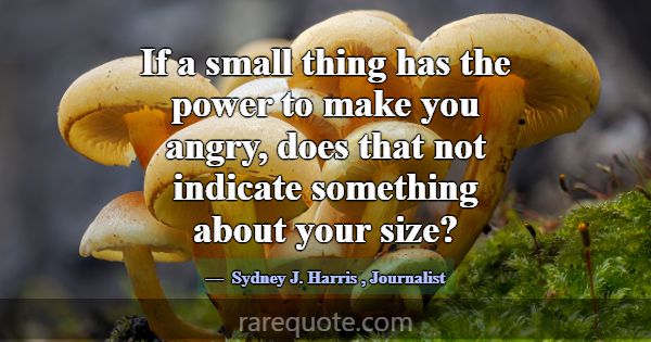 If a small thing has the power to make you angry, ... -Sydney J. Harris