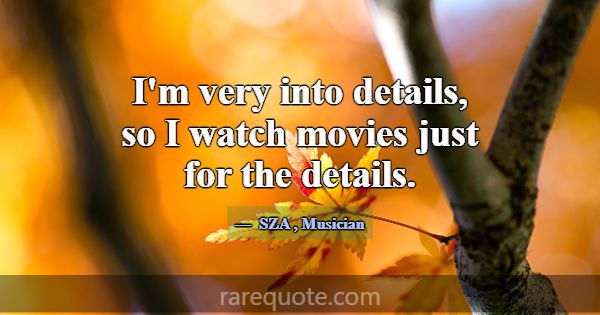 I'm very into details, so I watch movies just for ... -SZA