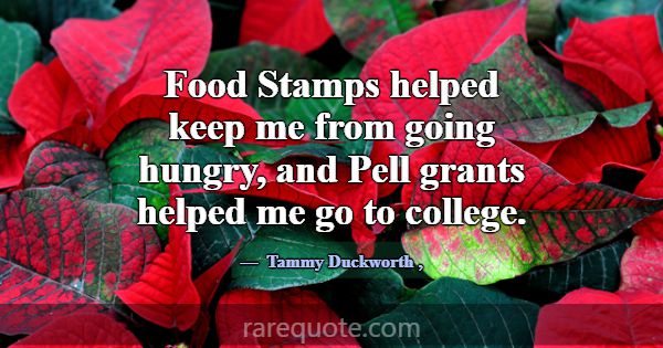 Food Stamps helped keep me from going hungry, and ... -Tammy Duckworth