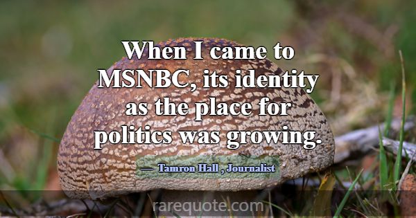 When I came to MSNBC, its identity as the place fo... -Tamron Hall