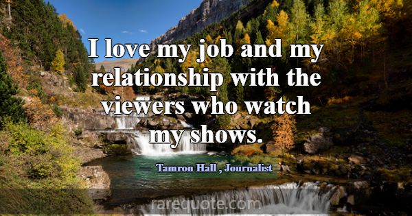 I love my job and my relationship with the viewers... -Tamron Hall
