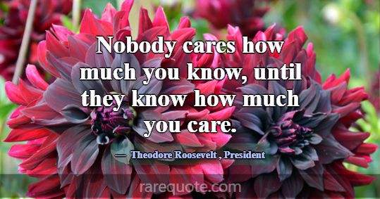 Nobody cares how much you know, until they know ho... -Theodore Roosevelt