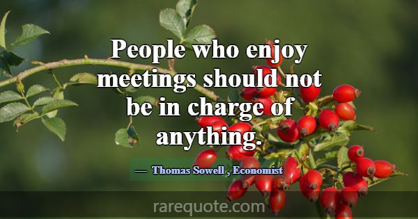 People who enjoy meetings should not be in charge ... -Thomas Sowell