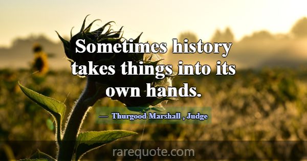 Sometimes history takes things into its own hands.... -Thurgood Marshall