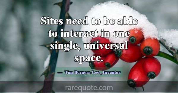 Sites need to be able to interact in one single, u... -Tim Berners-Lee
