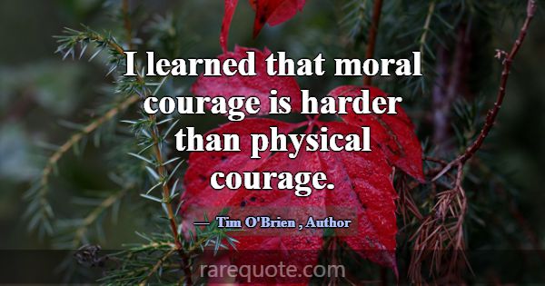 I learned that moral courage is harder than physic... -Tim O\'Brien