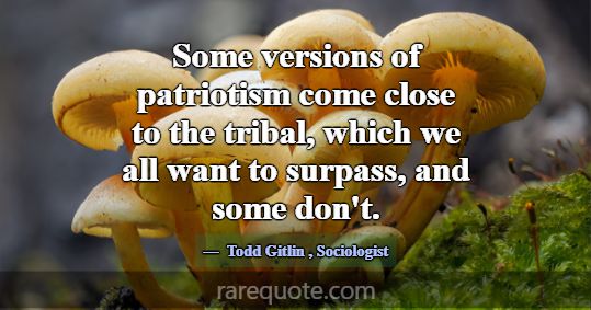 Some versions of patriotism come close to the trib... -Todd Gitlin