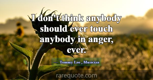 I don't think anybody should ever touch anybody in... -Tommy Lee
