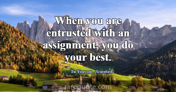 When you are entrusted with an assignment, you do ... -Tu Youyou