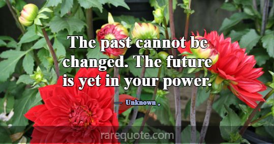 The past cannot be changed. The future is yet in y... -Unknown