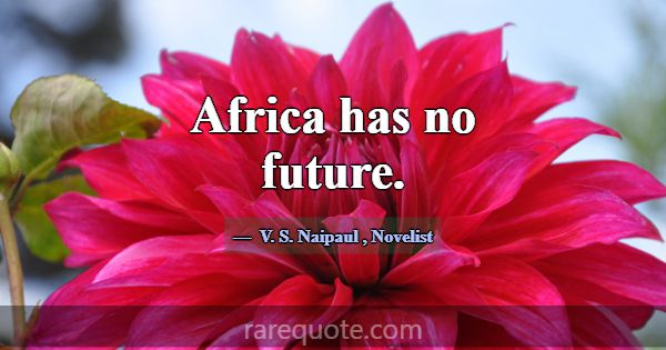 Africa has no future.... -V. S. Naipaul