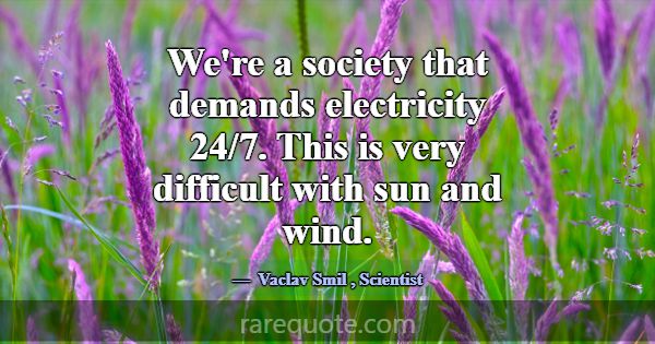We're a society that demands electricity 24/7. Thi... -Vaclav Smil
