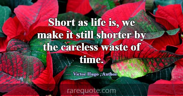 Short as life is, we make it still shorter by the ... -Victor Hugo