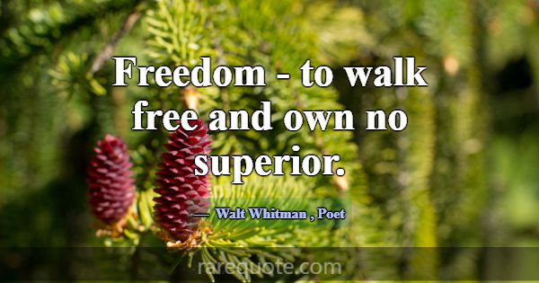Freedom - to walk free and own no superior.... -Walt Whitman