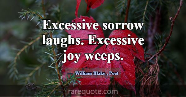 Excessive sorrow laughs. Excessive joy weeps.... -William Blake
