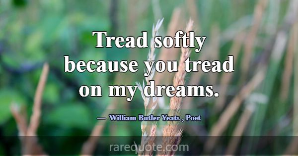 Tread softly because you tread on my dreams.... -William Butler Yeats