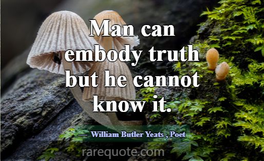 Man can embody truth but he cannot know it.... -William Butler Yeats