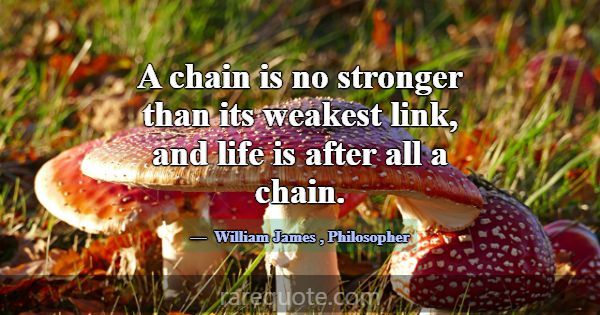 A chain is no stronger than its weakest link, and ... -William James