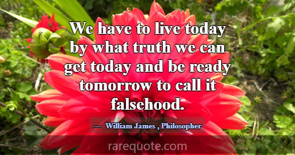 We have to live today by what truth we can get tod... -William James