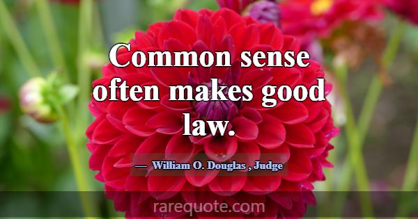 Common sense often makes good law.... -William O. Douglas