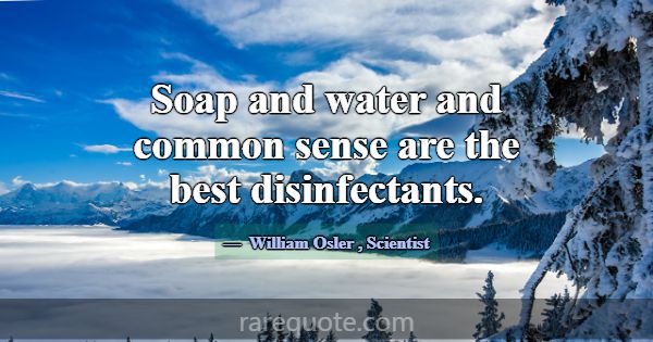 Soap and water and common sense are the best disin... -William Osler