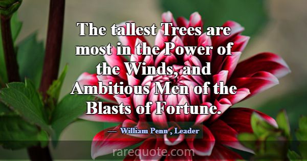 The tallest Trees are most in the Power of the Win... -William Penn
