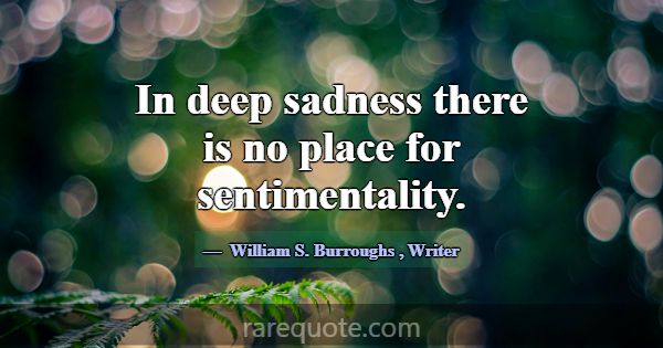 In deep sadness there is no place for sentimentali... -William S. Burroughs