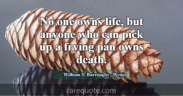 No one owns life, but anyone who can pick up a fry... -William S. Burroughs