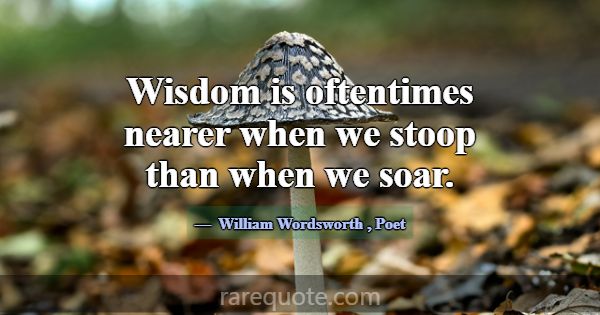 Wisdom is oftentimes nearer when we stoop than whe... -William Wordsworth