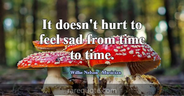 It doesn't hurt to feel sad from time to time.... -Willie Nelson