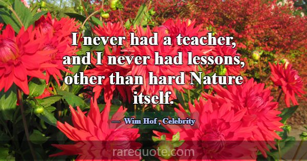 I never had a teacher, and I never had lessons, ot... -Wim Hof