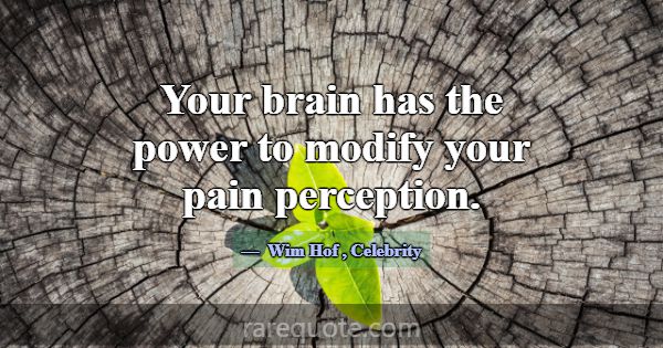 Your brain has the power to modify your pain perce... -Wim Hof