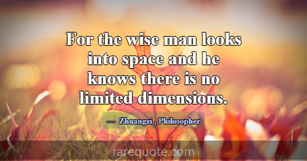 For the wise man looks into space and he knows the... -Zhuangzi