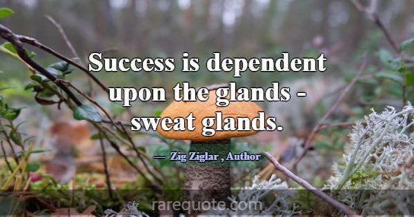 Success is dependent upon the glands - sweat gland... -Zig Ziglar