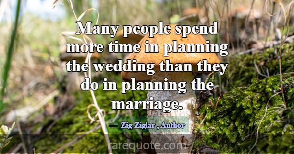 Many people spend more time in planning the weddin... -Zig Ziglar