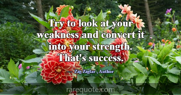 Try to look at your weakness and convert it into y... -Zig Ziglar