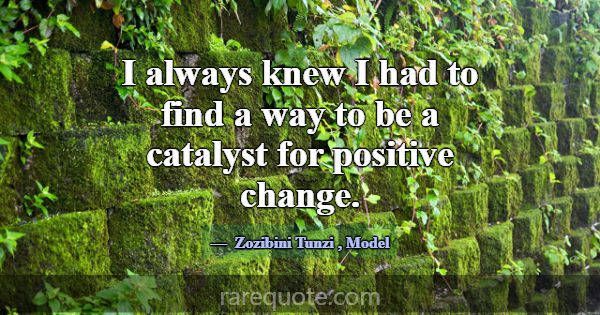 I always knew I had to find a way to be a catalyst... -Zozibini Tunzi