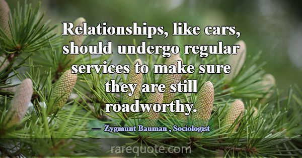Relationships, like cars, should undergo regular s... -Zygmunt Bauman